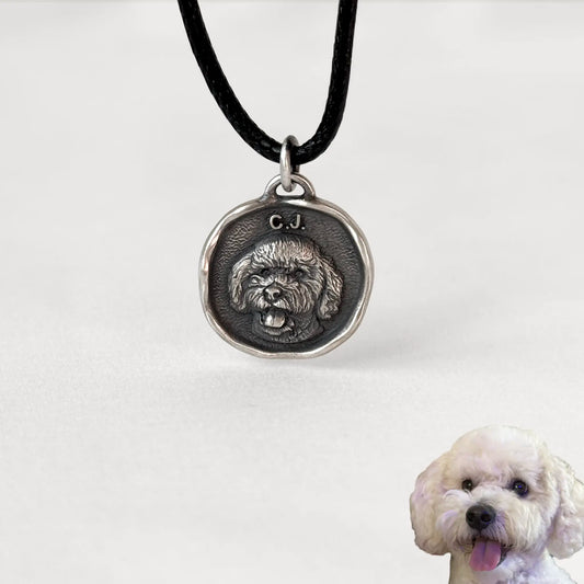 Custom Sterling Silver Pet Portrait Pendant