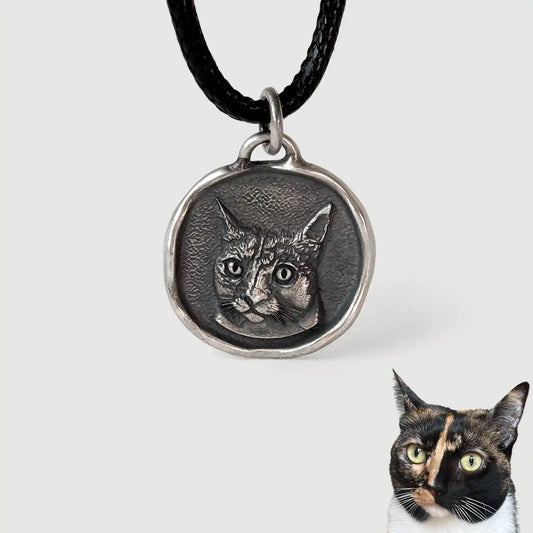 Custom Sterling Silver Pet Portrait Pendant