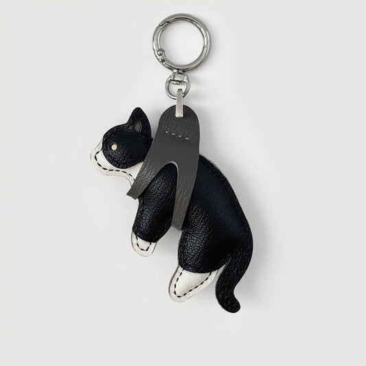 Handmade Leather Lifted Cat Charm