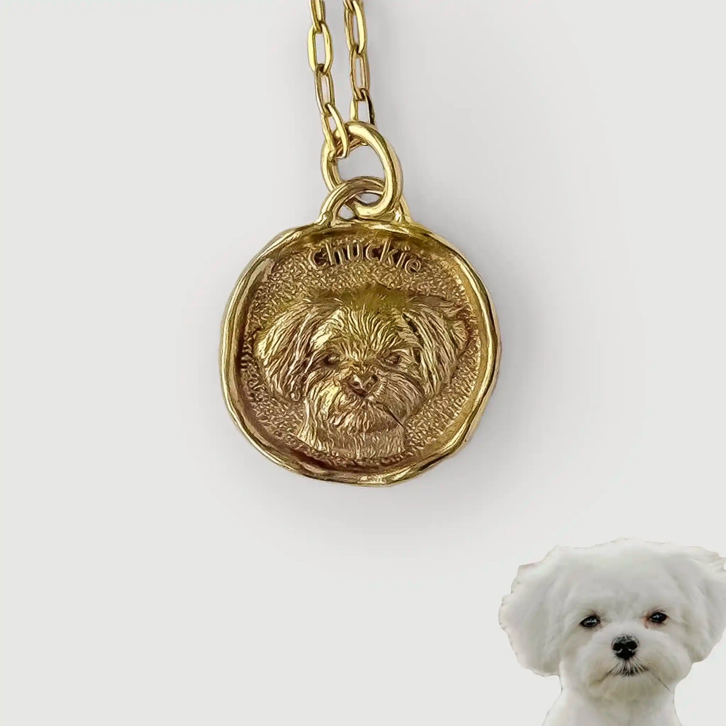 Custom Brass Pet Portrait Pendant