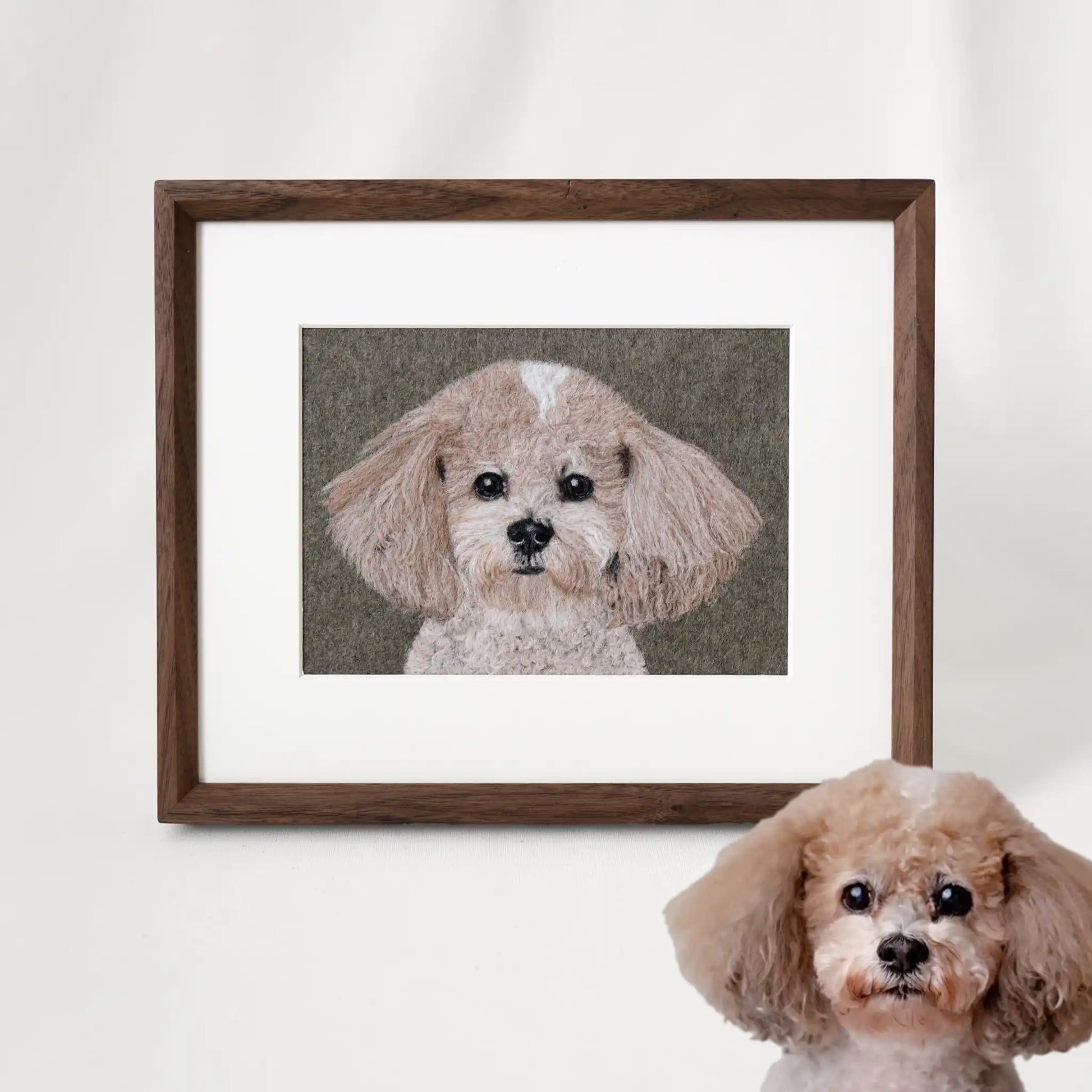 Custom Handmade Wool Felt Pet Portrait - Waggy Waggy