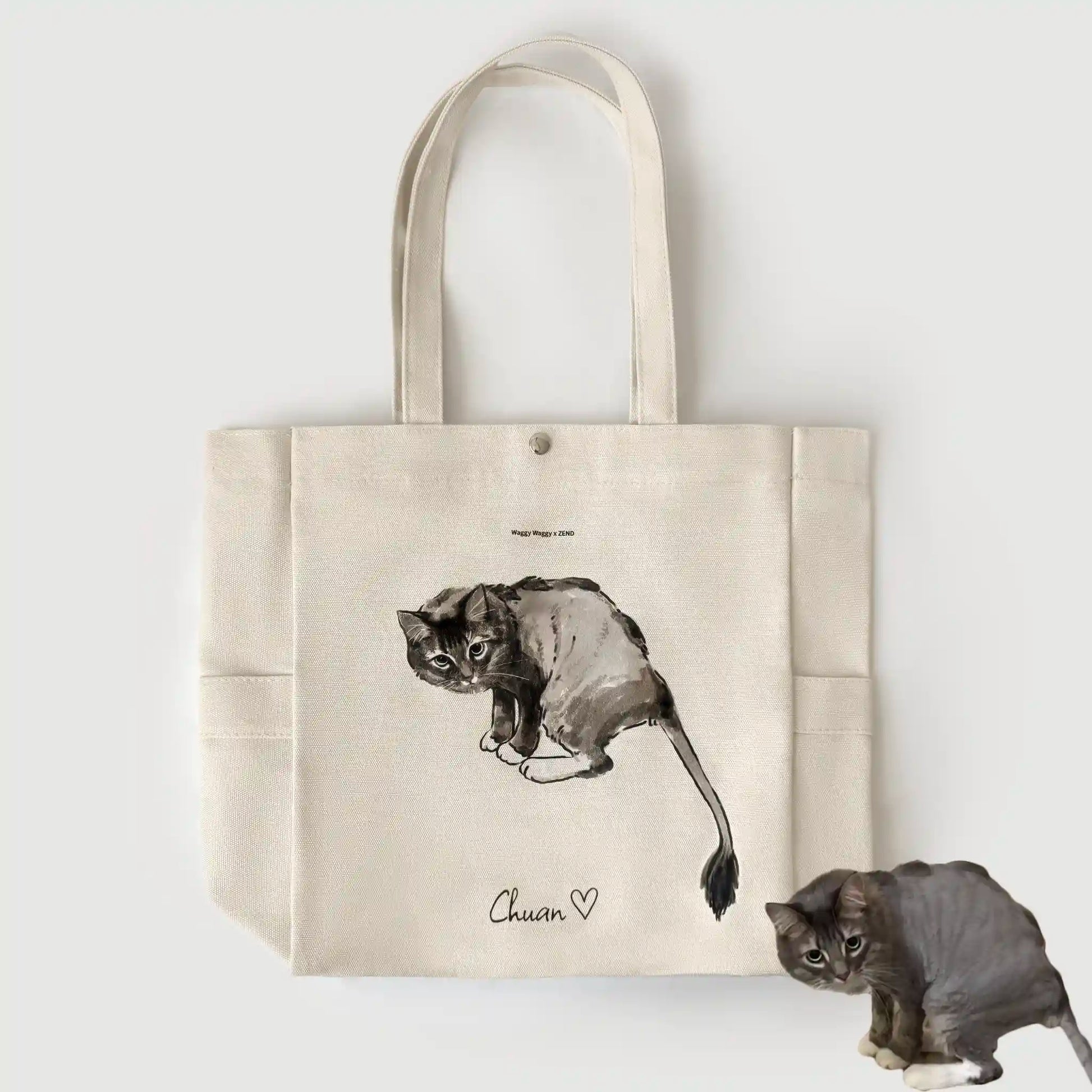 Custom Illustrated Pet Tote - Waggy Waggy