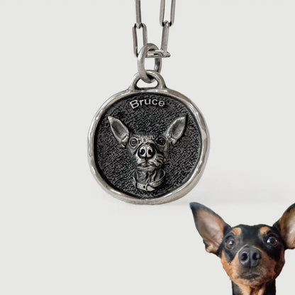 Custom Sterling Silver Pet Portrait Pendant