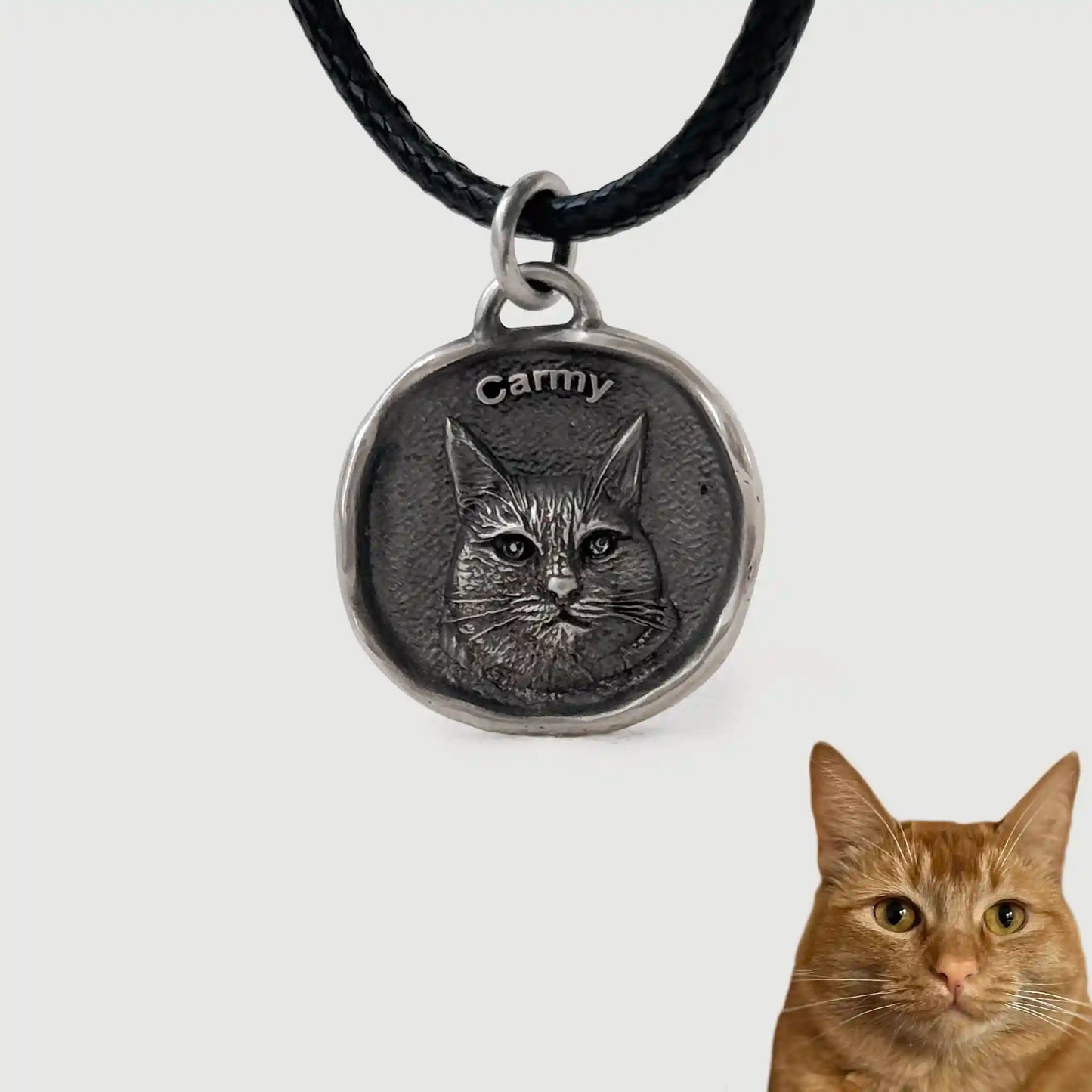Custom Sterling Silver Pet Portrait Pendant
