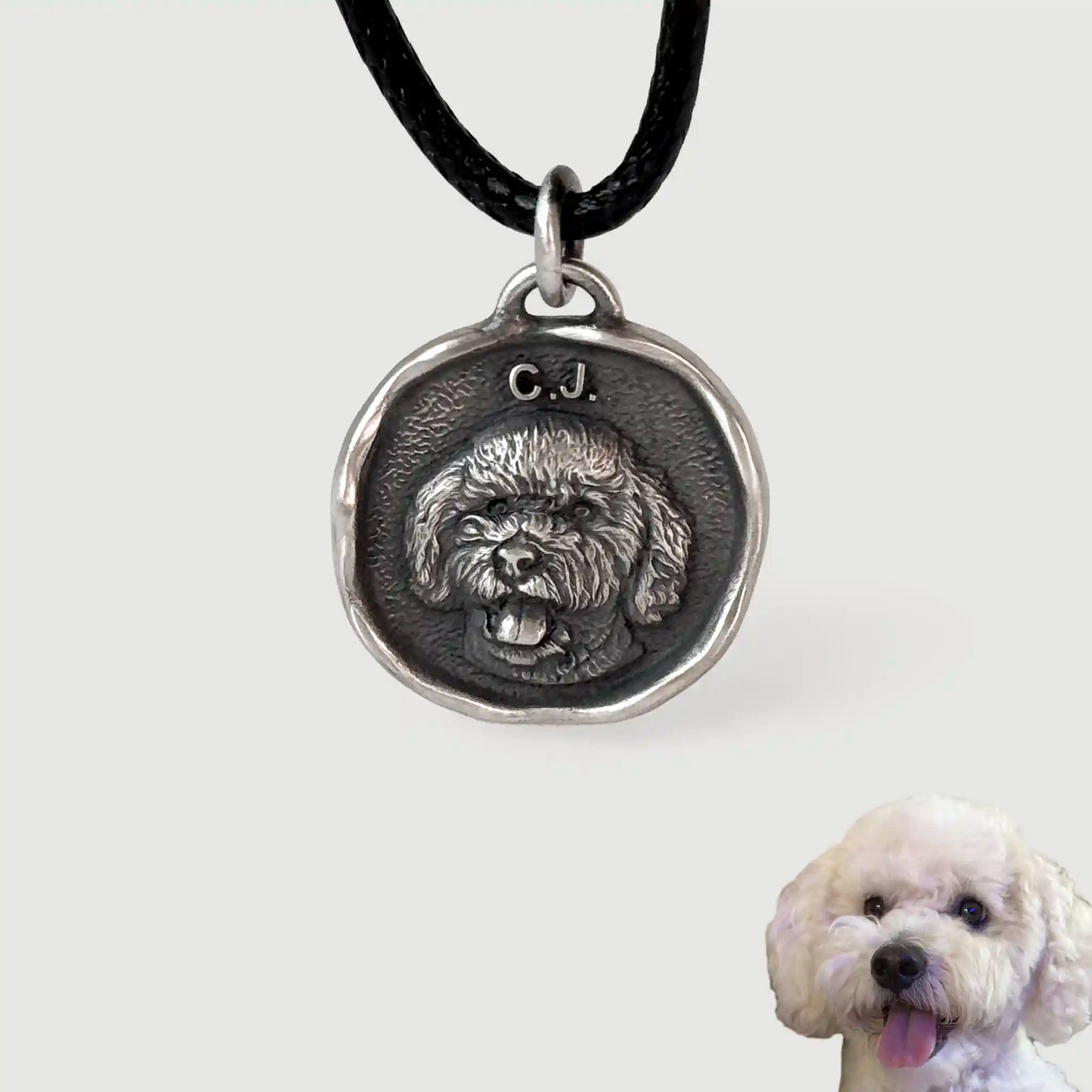 Custom Sterling Silver Pet Portrait Pendant