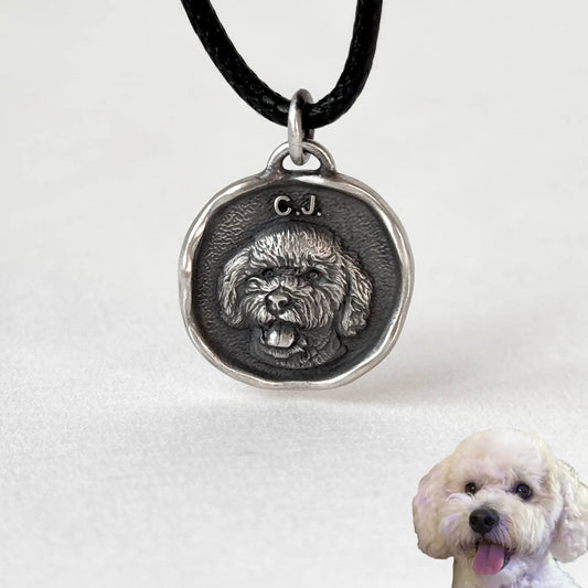 Custom Sterling Silver Pet Portrait Pendant