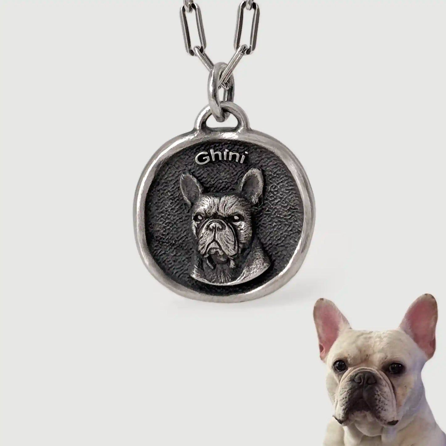 Custom Sterling Silver Pet Portrait Pendant