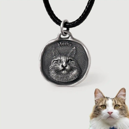 Custom Sterling Silver Pet Portrait Pendant