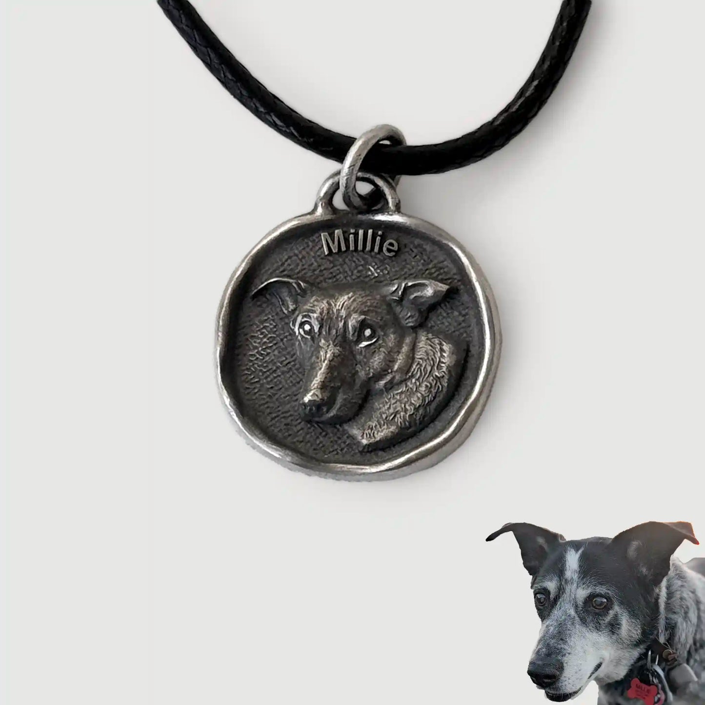 Custom Sterling Silver Pet Portrait Pendant
