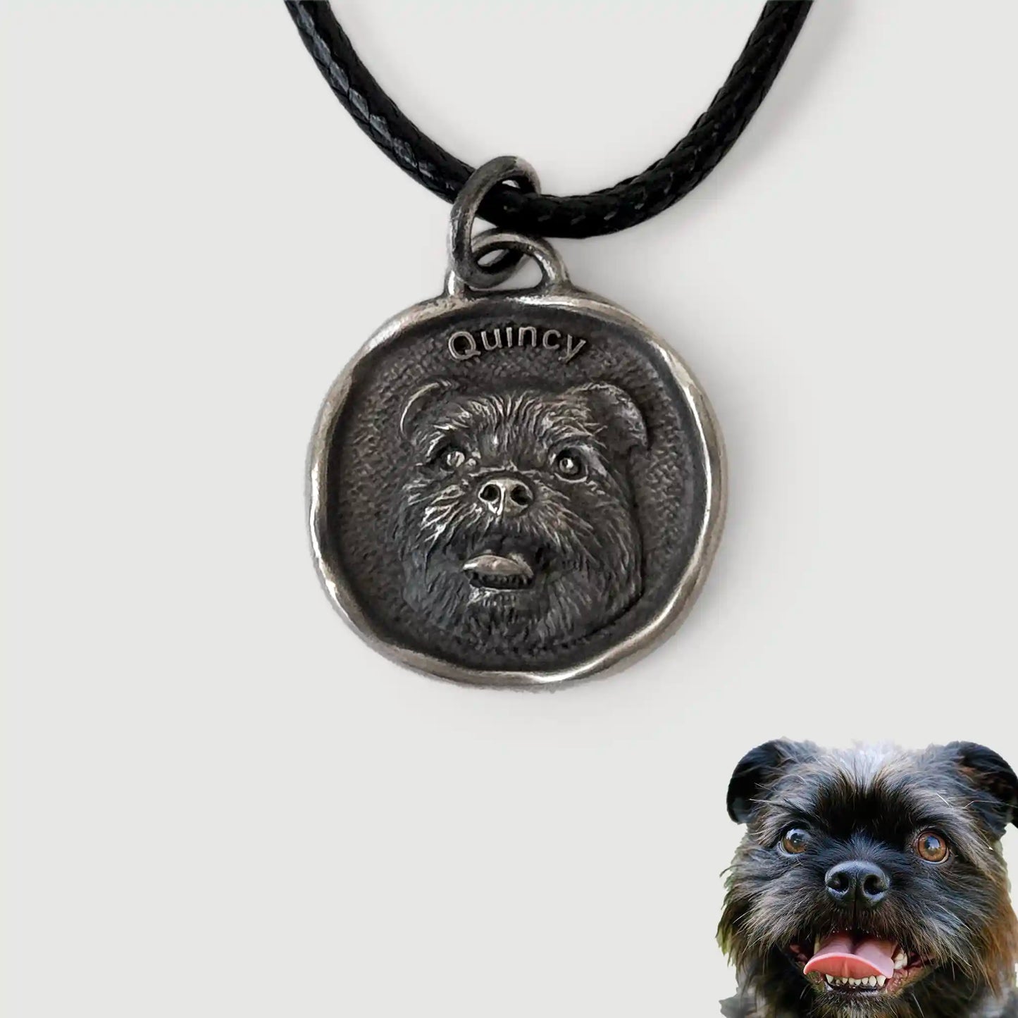Custom Sterling Silver Pet Portrait Pendant