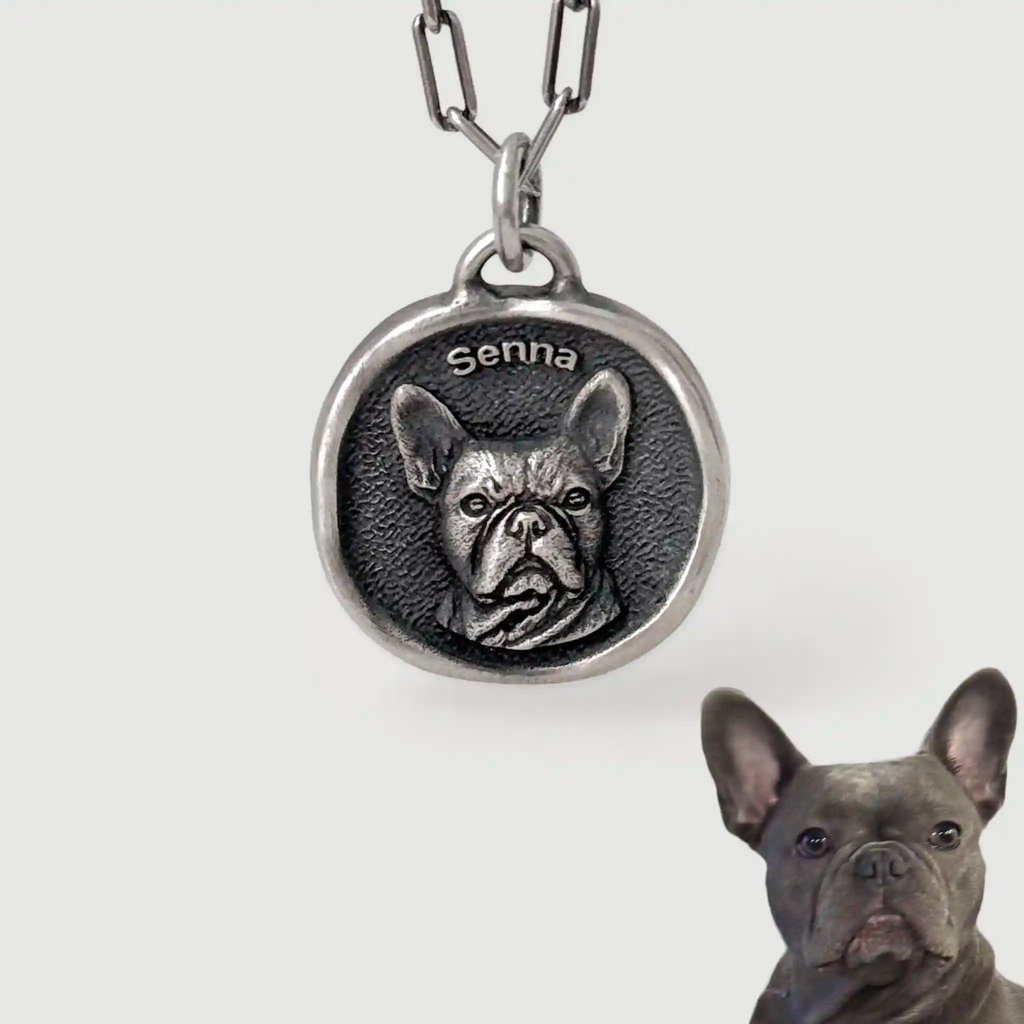 Custom Sterling Silver Pet Portrait Pendant