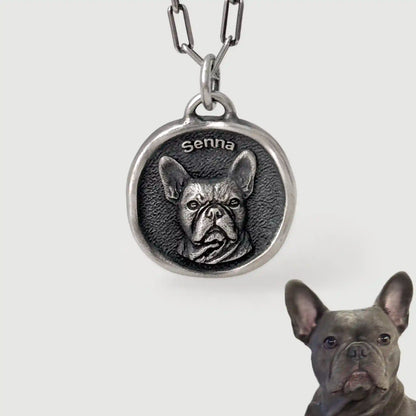 Custom Sterling Silver Pet Portrait Pendant