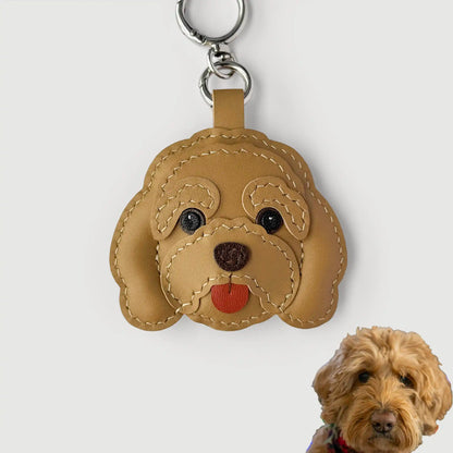 Customizable Handmade Leather Doodle Dog Charm - Waggy Waggy