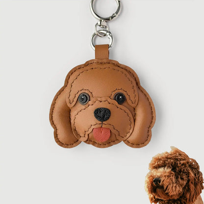 Brown dog-shaped keychain on a white background