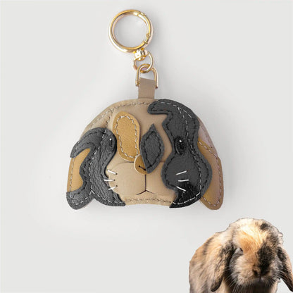 Custom Color Handmade Leather Lop-Eared Rabbit Charm