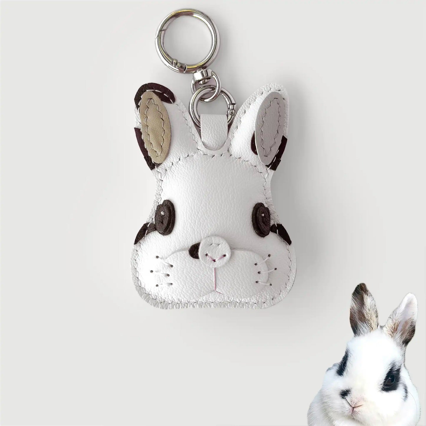 Custom Color Handmade Leather Upright-Eared Rabbit Charm