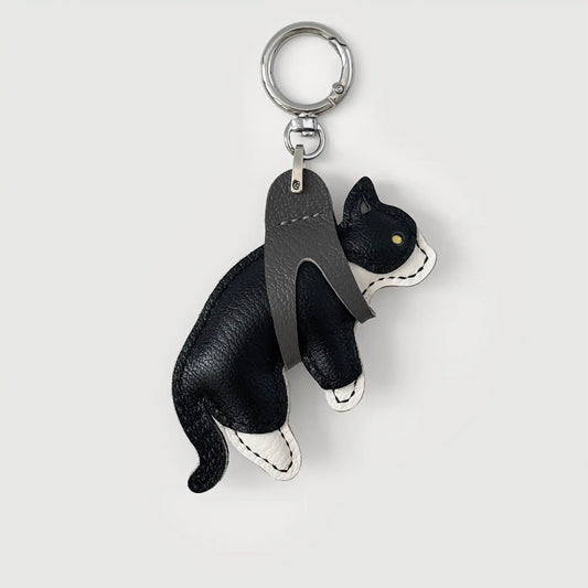Handmade Leather Lifted Cat Charm