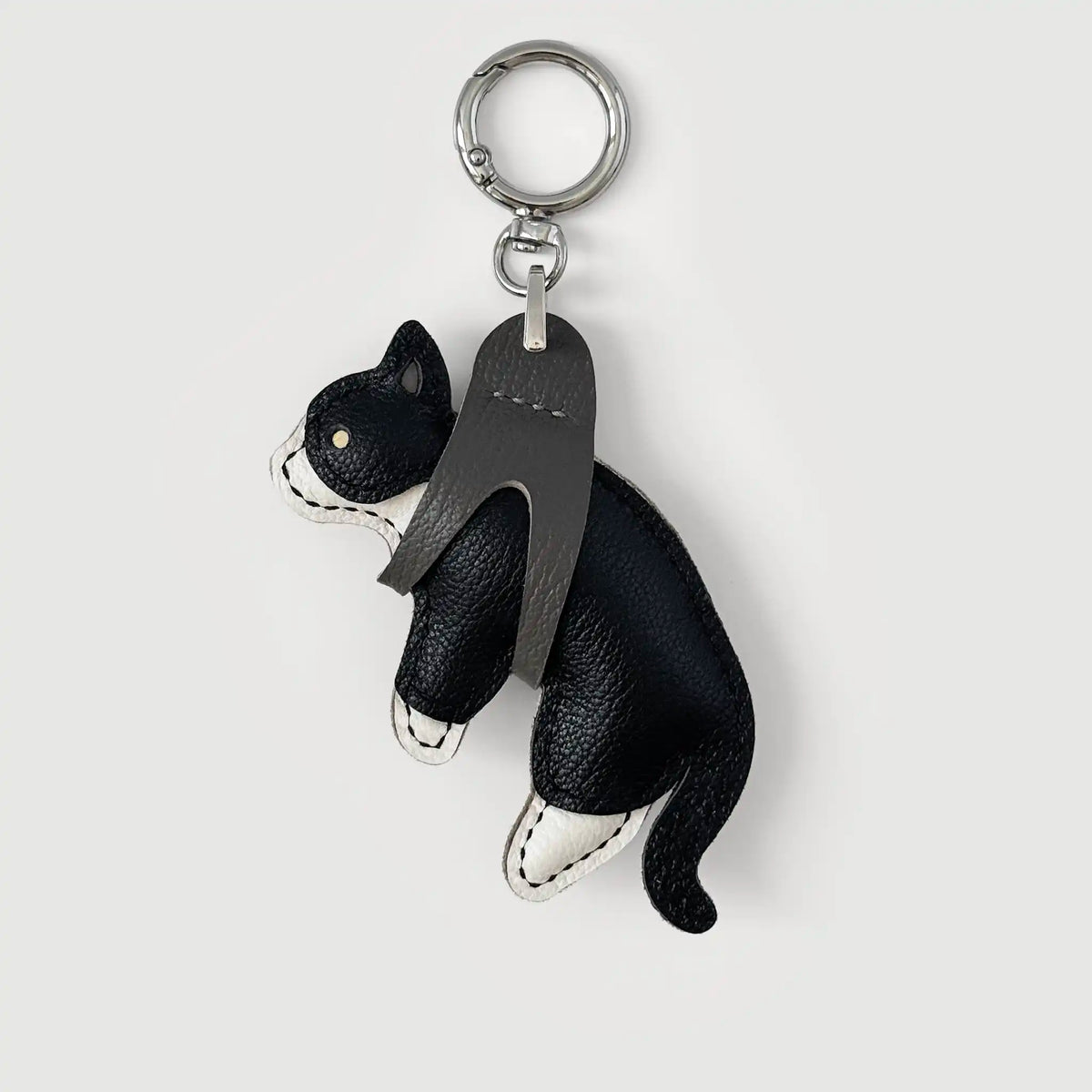 Handmade Leather Lifted Cat Charm