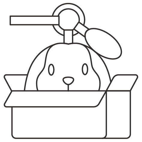 Icon of a finished pet charm in a box with a keyring attached, representing the shipping stage after the piece is completed.