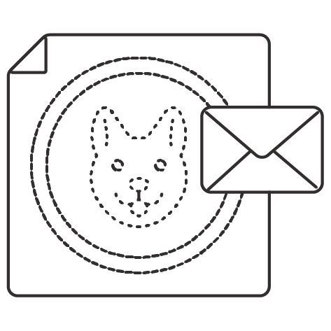 Icon of draft silver pendent with an email envelope, representing digital drafts sent via email.