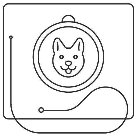 Icon of a circular pet portrait being handcrafted with a thread, showing the creation process.