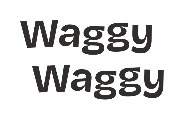 Waggy Waggy logo in bold playful font for custom pet portrait and jewelry brand